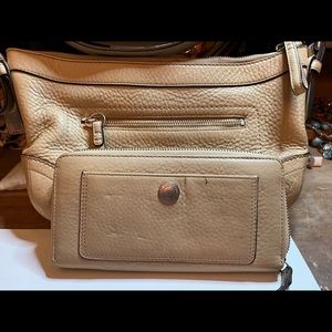 Coach bone colored purse and matching wallet combo